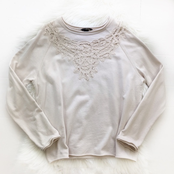H&M Tops - H&M Cream Lace Sweatshirt